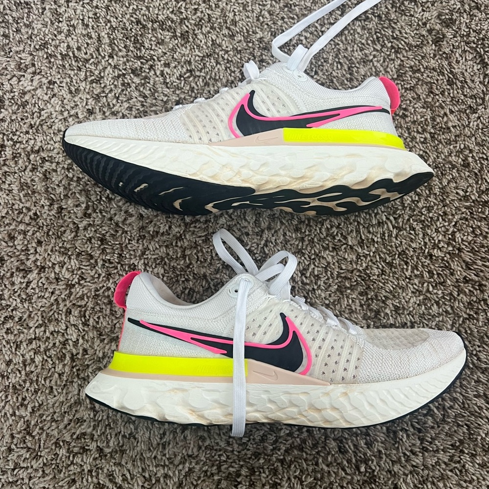 Nike White and Pink Running Shoes